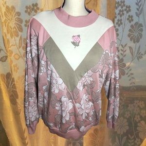 Vintage Season Ticket Pink Rose Crewneck Sweater Sz 3X